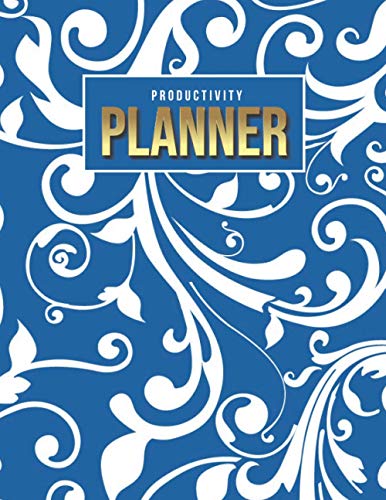 Productivity Planner: Abstract Blue White Swirl - Creative Art Pattern / Undated Weekly Organizer / 52-Week Life Journal With To Do List - Habit and ... Calendar / Large Time Management Agenda Gift