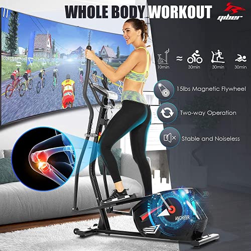 Profun Bicicleta Elíptica de Fitness, Elíptica para Casa, 10 Niveles de Resistencia,Medición de Pulso,Conexión con App,Volante Inercia 7 kg Controlado Magnéticamente, Carga máxima: 180 kg