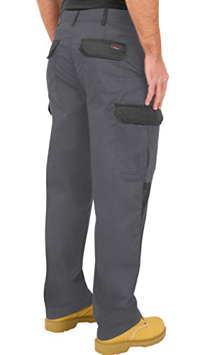 ProLuxe Endurance - Pantalones Tipo Cargo, de Combate, con Bolsillos para Rodillera y Costuras reforzadas, Gris/Negro 34R