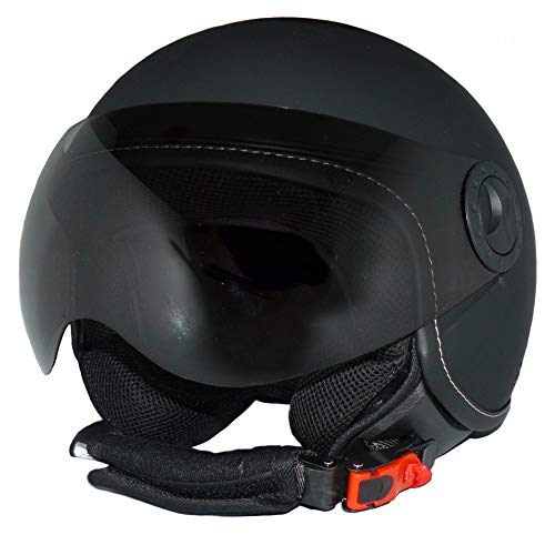 Protectwear Casco de Moto con Visera Integrada, Negro, Talla M