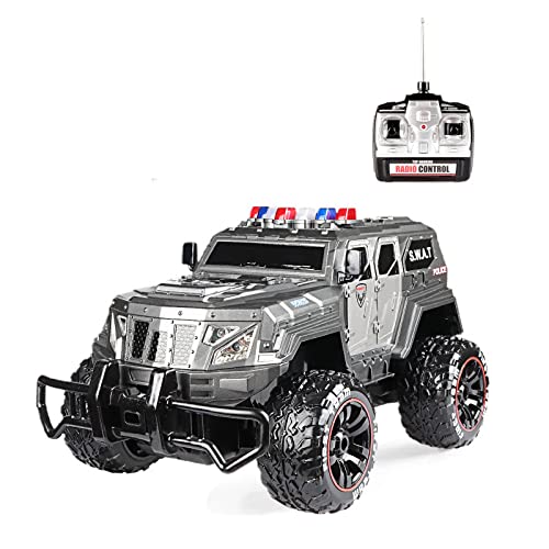 PTTYDDY 1:12 Coche Swat De Alta Simulación con Luces LED Camión De Control Remoto De 2,4 GHz Potente 10 Km/H 4WD Coche Todoterreno De Alta Velocidad Recargable Juguete Eléctrico Niño Niñas Juguete D