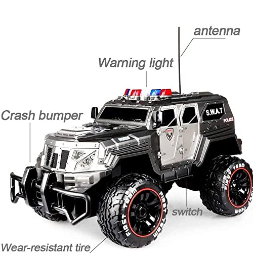 PTTYDDY 1:12 Coche Swat De Alta Simulación con Luces LED Camión De Control Remoto De 2,4 GHz Potente 10 Km/H 4WD Coche Todoterreno De Alta Velocidad Recargable Juguete Eléctrico Niño Niñas Juguete D