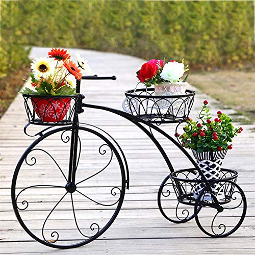 Puesto De Flores Soporte De Maceta - Hierro Forjado Bicicleta Moldeado Metal Maceta Poseedor Creativo Interior Al Aire Libre Jardinera para Balcón Corredor Jardín Terraza, 78 X 24 X 55cm