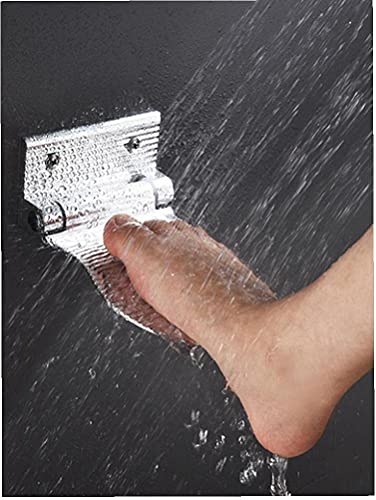 PULABO - Pedal de lavado para el baño, reposapiés de aluminio, plegable, soporte de pared, pedal de ducha para baño, sostenible, creativo