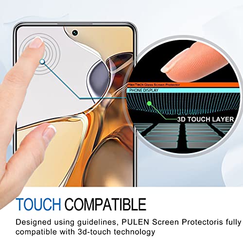 PULEN Protector de Pantalla para Xiaomi Mi 11T 5G / Mi 11T Pro 5G, Cristal Templado y Protectores de Cámara, Dureza 9H, 2 Pack