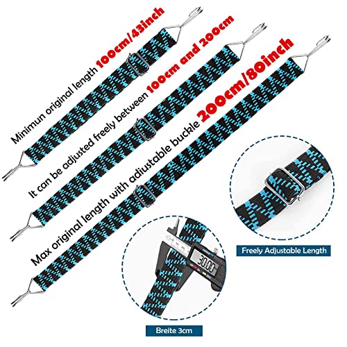 Pulpos Elásticos Transporte,Tensores Cuerdas elásticas con Ganchos,4 Eslingas de Carga de 2M,Cinchas de Amarre para Baca Coches,Toldos,Moto,Maleteros,Portabicicletas,Remolques y Bicicletas.