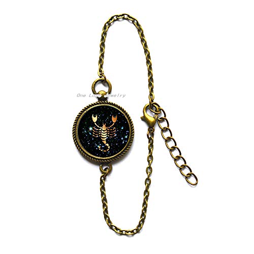 Pulsera de cristal negro Escorpio del zodiaco, Escorpio Ejecutar, regalo de cumpleaños, astrología, TAP223