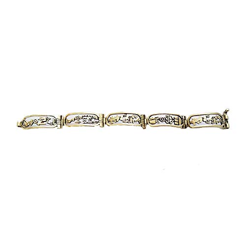 Pulsera egipcia de Plata con Cartuchos de Cleopatra, Nefertiti, Tut ANK Amón y Amón Ra