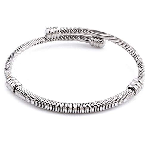 Pulseras de puño de Acero Inoxidable para Mujer Brazalete de Pulsera de señora Streetwear de Moda