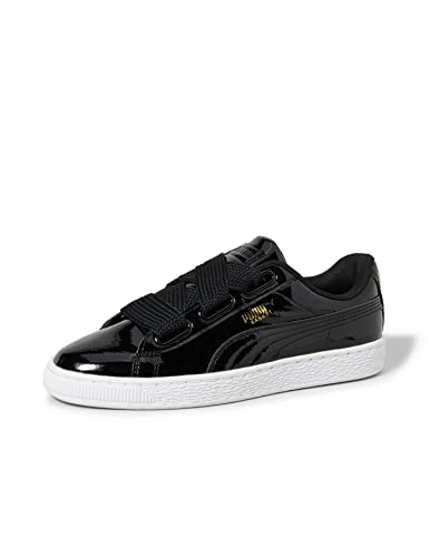 PUMA Basket Heart Patent Wn's, Zapatillas de Deporte, para Mujer, Negro (Puma Black-Puma Black), 37.5 EU