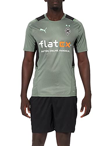 PUMA Borussia Monchengladbach Temporada 2021/22, Equipación de Juego, Camiseta, Hombre, Laurel Wreath Black-Elektro Green, XL