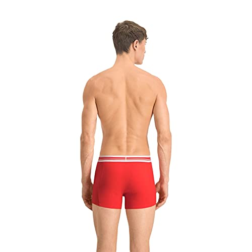 PUMA Placed Logo Boxer 2p Ropa Interior, Red/Black, Small (Pack de 2) para Hombre