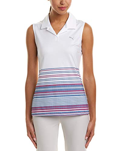 PUMA Polo de Golf para Mujer 2018 sin Mangas con Mapa de Carretera para Mujer, Mujer, Polo sin Mangas 2018 para Mujer, 574774, Plasma Brillante de Color Blanco Brillante, XS