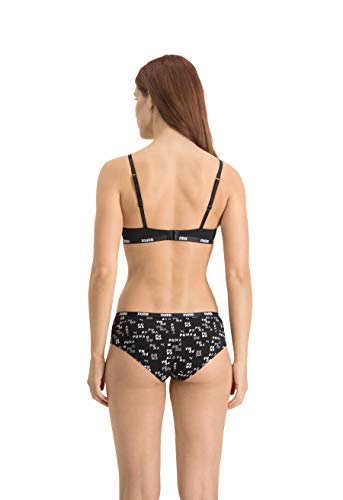 PUMA Women's All-Over-Print Hipster (2 Pack) Ropa Interior, Negro Combo, M para Mujer