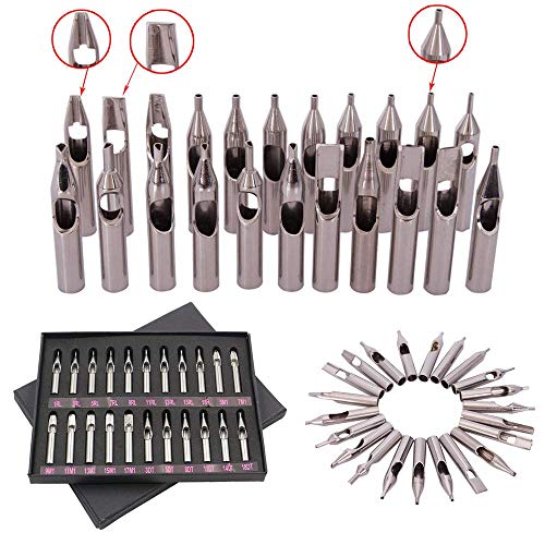 Puntas y puños para tatuajes - Rayyl 22PCS Consejos de tatuaje y Puños de tatuaje 3PCS Punta redonda de diamante plana / punta Magnum RT DT FT Boquillas para tatuaje Tubos para suministros de tatuaje