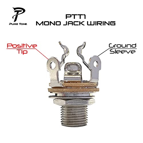 Pure Tone Jack Hembra Cromado Mono con Agarre Total para Amplificador Guitarra Bajo o Pedal de Efectos