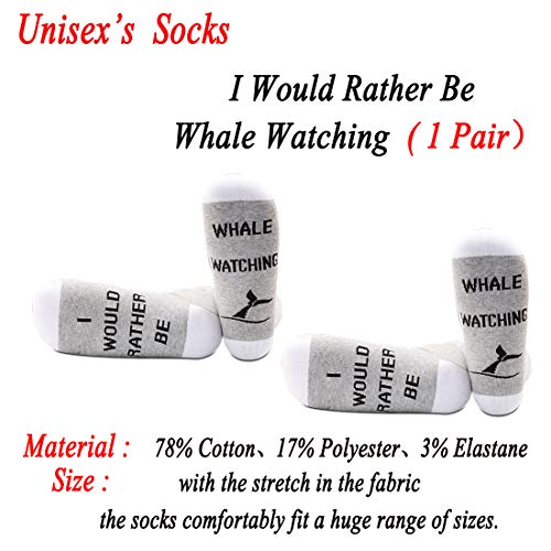 PYOUL 1 par de calcetines para amantes de las ballenas, regalo para amantes de las ballenas con texto en inglés "I Would Be Whale Watching Socks
