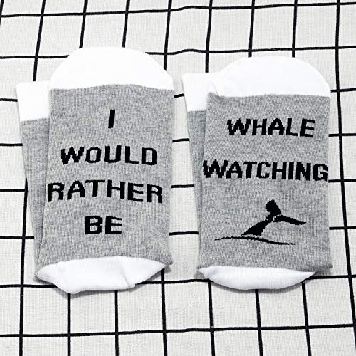 PYOUL 1 par de calcetines para amantes de las ballenas, regalo para amantes de las ballenas con texto en inglés "I Would Be Whale Watching Socks