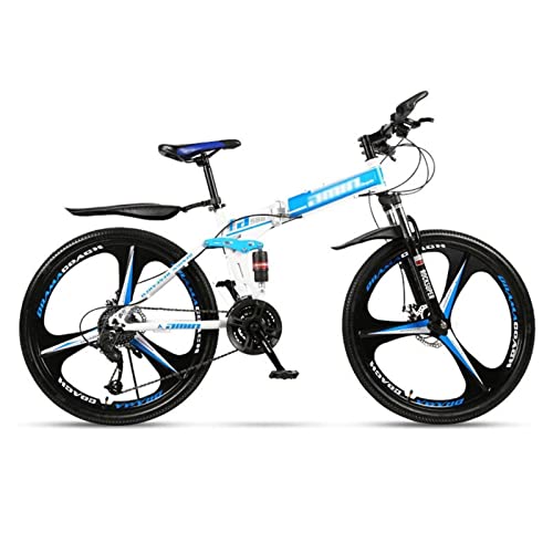 QCLU Bicicleta de montaña Plegable Deporte Aptitud al Aire Libre Ciclismo recreativo Bicicleta 24/26 Pulgadas 3 Rueda cortadora,for Hombre Mujeres niñas (Color : Blue-A, Tamaño : 24 Inch- 30 Speed)