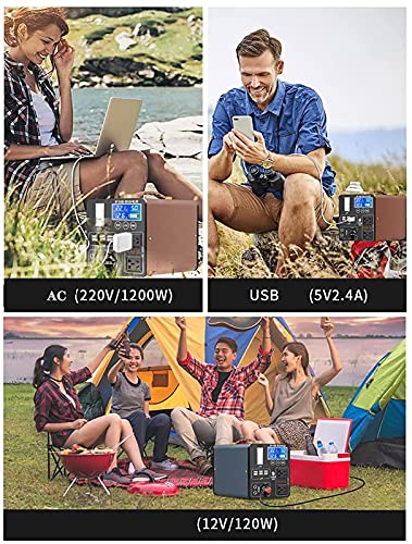 QCLU Central eléctrica portátil 600W / 180000mAh Generador Solar de batería de Litio, 23 0V AC y 6 USB Puertos, para al Aire Libre Camping Viajes Pesca de Emergencia de Emergencia Backup Backup