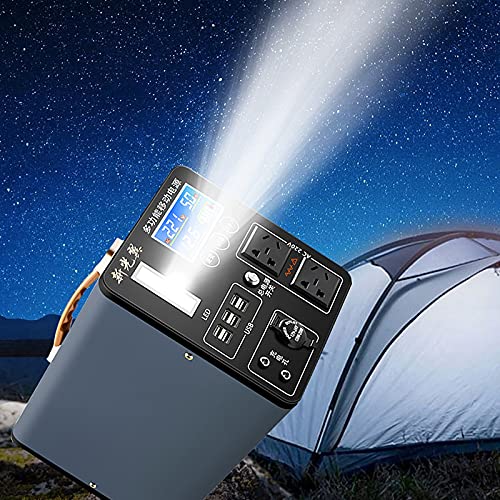 QCLU Central eléctrica portátil 600W / 180000mAh Generador Solar de batería de Litio, 23 0V AC y 6 USB Puertos, para al Aire Libre Camping Viajes Pesca de Emergencia de Emergencia Backup Backup