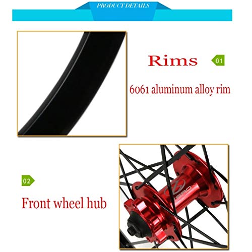 QHY Ruedas Juego de Ruedas de Bicicleta de montaña de 26 Pulgadas, Ruedas de Ciclismo MTB Freno de Disco Liberación rápida Rodamientos sellados Compatible 7 8 9 10 Velocidad 24h