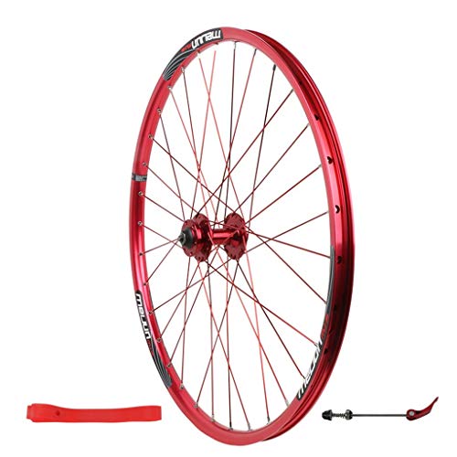 QHY Ruedas Rueda Delantera Bicicleta 26 Pulgadas Llanta Bicicleta Aleación Doble Pared MTB Liberación Rápida Freno Disco 951g 32 Hoyos (Color : Red)