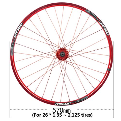 QHY Ruedas Rueda Trasera Bicicleta 26" Llanta MTB Aleación Doble Pared Cassette Hub 32 Hoyos Freno Disco 7-10 Velocidades QR 1298g (Color : Red)
