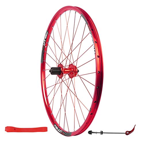 QHY Ruedas Rueda Trasera Bicicleta 26" Llanta MTB Aleación Doble Pared Cassette Hub 32 Hoyos Freno Disco 7-10 Velocidades QR 1298g (Color : Red)