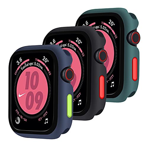 Qianyou [3 Piezas] Funda para Apple Watch 42mm Serie 3/2/1, TPU Cover Bumper Suave Anti-Rasguños Case Ultra Fino Silicona Protección Completa Carcasa con Botones para iWatch 42mm(Azul-Negro-Verde)