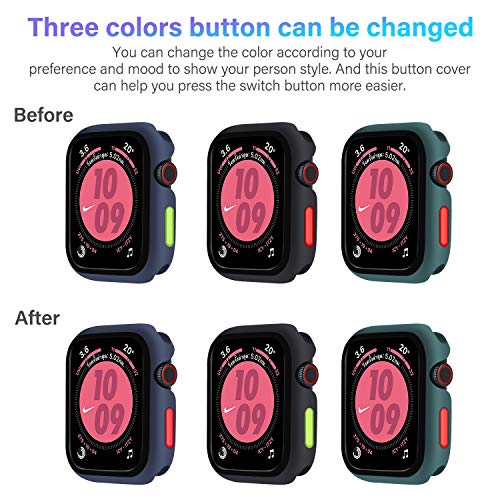 Qianyou [3 Piezas] Funda para Apple Watch 42mm Serie 3/2/1, TPU Cover Bumper Suave Anti-Rasguños Case Ultra Fino Silicona Protección Completa Carcasa con Botones para iWatch 42mm(Azul-Negro-Verde)