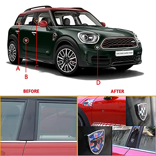 QIDIAN Car 3D Emblema de Metal Insignia Pegatinas Calcomanías Cuerpo Ventana Lateral Moda Decorativa Union Jack para Cooper S One F54 F55 F56 F57 R55 R56 R57 F60 R60 Countryman