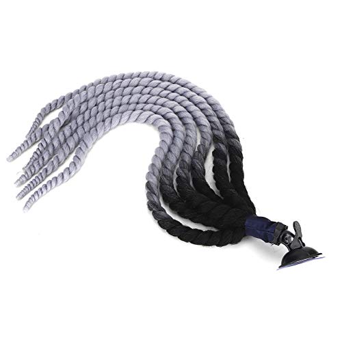 Qiilu 27.6in Trenza para Casco de Motocicleta, Peluca de Trenza para Mujer Cola de Caballo Desmontable con Ventosa(Gris)