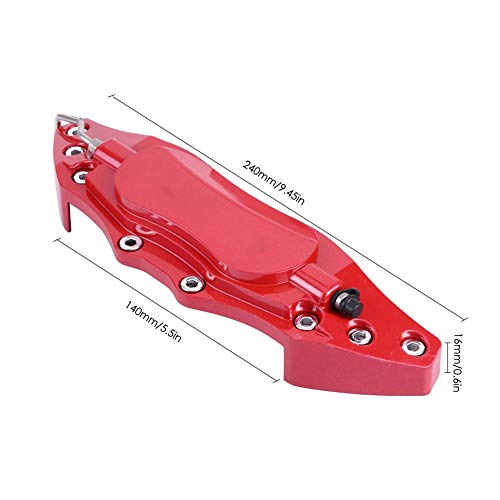 Qiilu Pinza de freno Protector de Pinza de Freno Cubierta de Aleación de Aluminio para cubo de rueda 16in-17in mediano（roja）
