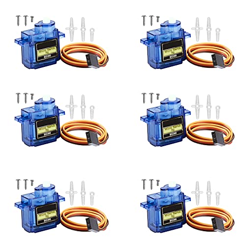 QIMEI-SHOP Servo Motor Micro SG90 9G Kit para RC Robot Helicóptero Avión Coche Barco Arduino Proyectos 180 Grados con Brazos y Tornillos 6 Piezas
