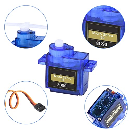QIMEI-SHOP Servo Motor Micro SG90 9G Kit para RC Robot Helicóptero Avión Coche Barco Arduino Proyectos 180 Grados con Brazos y Tornillos 6 Piezas