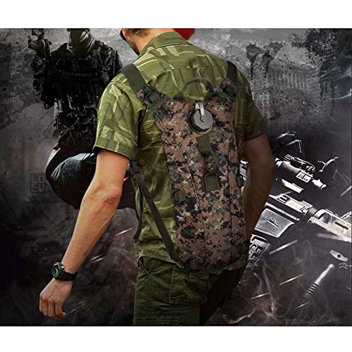 QINEOR Mochila con Bolsa De Agua Al Aire Libre, Mochila Táctica De Camuflaje De Nylon Resistente Al Agua, Caminatas De Camping,A1,44.5 * 17 * 4cm