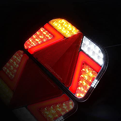 Qiping 2 Pcs Luz Remolque LED con E-Mark Homologado, Luces Traseros Universal 12V 24V, Pilotos Remolque Impermeable para Coche, Camion, Caravana, Tractor, Vehículo Agrícola, Remolque de Barco