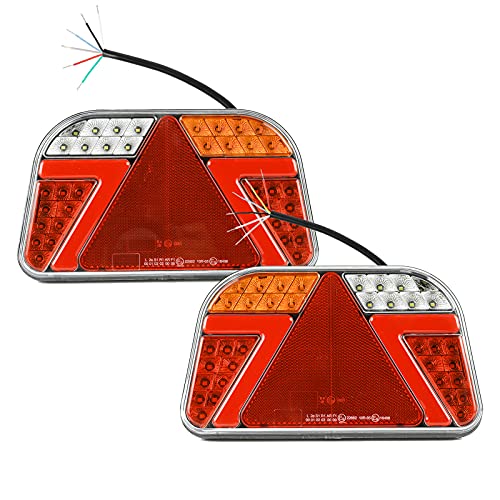 Qiping 2 Pcs Luz Remolque LED con E-Mark Homologado, Luces Traseros Universal 12V 24V, Pilotos Remolque Impermeable para Coche, Camion, Caravana, Tractor, Vehículo Agrícola, Remolque de Barco