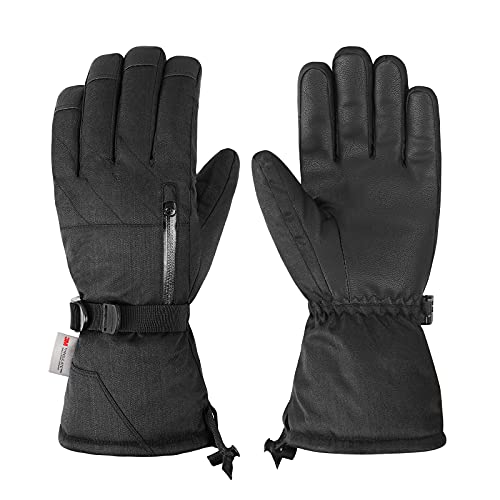 QKURT Guantes de Esquí, Guantes de Invierno Cálidos para la Nieve Hombres Mujeres Guantes de Clima frío para Trineo Snowboard Patinaje Ciclismo y Actividades al Aire Libre