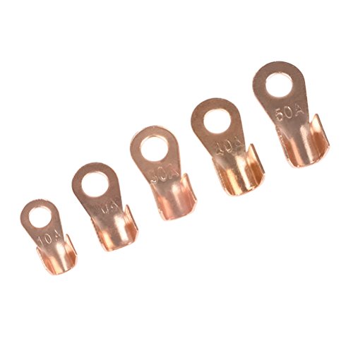 QLOUNI 70pcs Terminales de Anillo - Terminales de Cobre Abierto Cable Crimp Conector Anillo de Cobre OT-10A 20A 30A 40A 50A