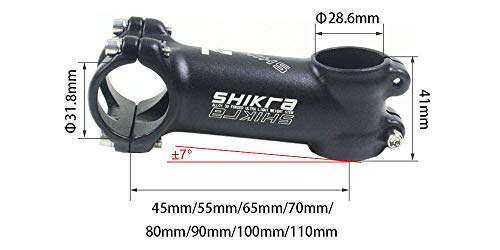 QQY aleación de aluminio abrazadera de manillar de bicicleta MTB manillar de bicicleta de carretera 31.8*45/55/65/70/80/90/100/110mm ángulo negativo manillar corto (70mm 7° negro con etiqueta blanca)