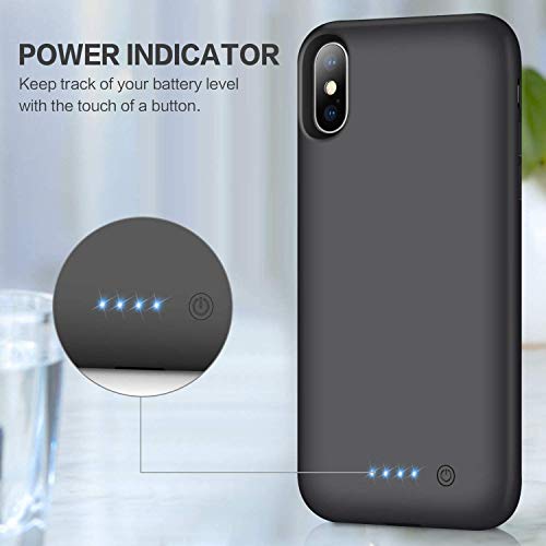 QTshine Funda Batería para iPhone XS MAX, [7800mAh] Funda Cargador Portatil Ultra Capacidad Carcasa Batería Recargable Batería Externa para iPhone XS MAX [6.5 Pulgadas]