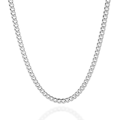 Quadri - Collar Elegante con Cadena modelo Cubana Diamantada para Hombre/Mujer de Plata 925 - ancho 5 mm - largo 66 cm - Certificado Made in Italy