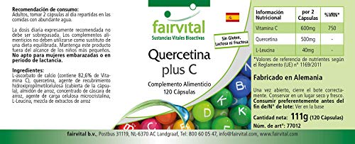 Quercetina 250mg + Vitamina C - VEGANA - Dosis alta - 120 Cápsulas - Calidad Alemana