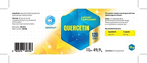 Quercetina 316 mg x 120 Capsules Suministro de 4 Meses - Suplemento antioxidante de alta potencia Salud inmunológica