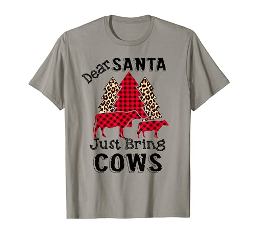 Querido Santa Just Bring Cows Christmas Buffalo Plaid Heifer Camiseta