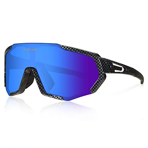 Queshark Gafas de Ciclismo Polarizadas Gafas de Sol Deportivas con Montura TR90 Gafas de Bicicleta para Hombres Mujeres con 3 Lentes Intercambiables Anti-UV400