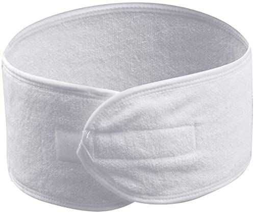 Queta pelo banda para maquillaje, cosméticos cinta Rizo, ajustable pelo – Banda con velcro 3pcs (Blanco)