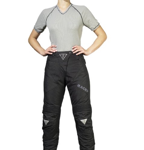 Racer Adventure Plus Pantalones Textil de Motorista para Mujer, Negro, M